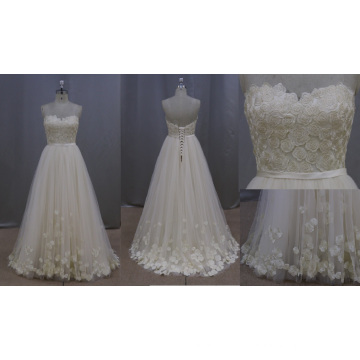 Robe de mariée en dentelle Applique sans bretelles 2016 nouveau style